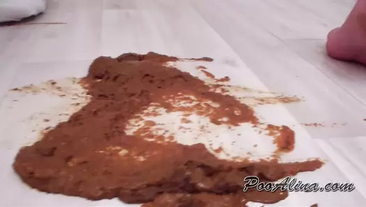 PooAlina - Alina pooping diarrhea with fart in white shorts and smeared shit ass