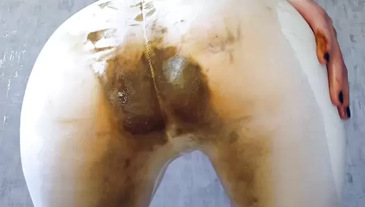 AnnaCoprofield - White Leggings, Glass Toy and Smearing