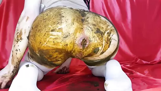 AnnaCoprofield - White Pantyhose. Black Toy. Filled Pussy