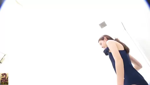 SR085 06 Front and back full body shots of babes in uniforms farting and pooping inside the toilet. VOL. 3