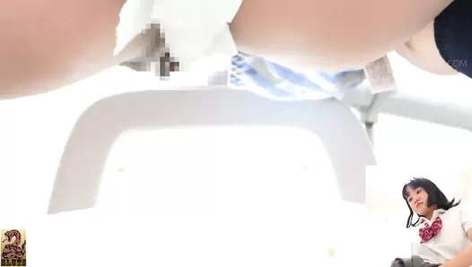 SR085 05 Front and back full body shots of babes in uniforms farting and pooping inside the toilet. VOL. 3