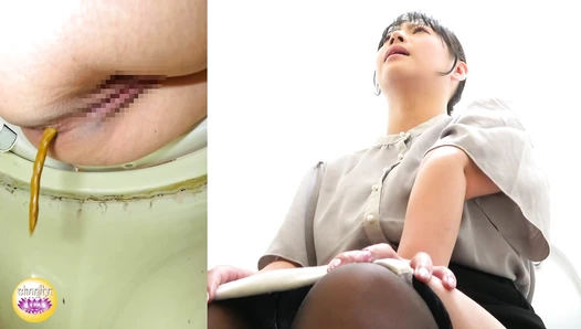 DLSL-665 05 Toilet next to the kitchenette: Constipated woman's farts are audible and defecated