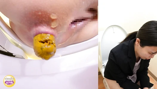 DLSL-665 07 Toilet next to the kitchenette: Constipated woman's farts are audible and defecated