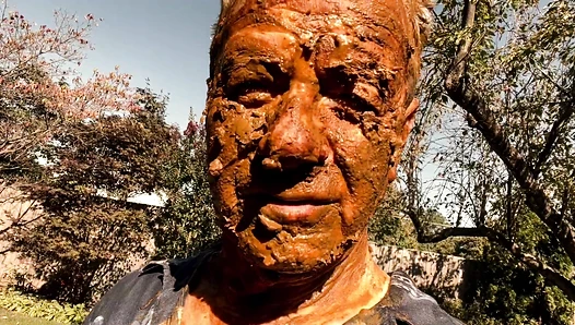 Black Man Shits, Pisses, Spits & Cums in White Face