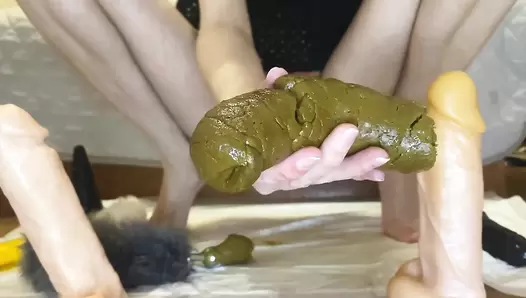 p00girl - Poop with a tail in the ass, shit in the pussy