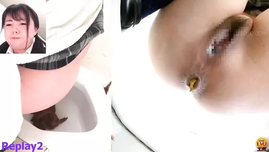 DLEE-686 04 Hidden camera inside the school toilet. Girls pushing really hard to get the poop out