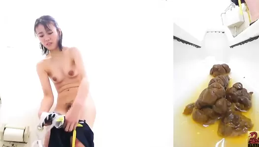 SR079 02 Multiview toilet voyeur. One piece swimsuit, undressing, naked farts and poops