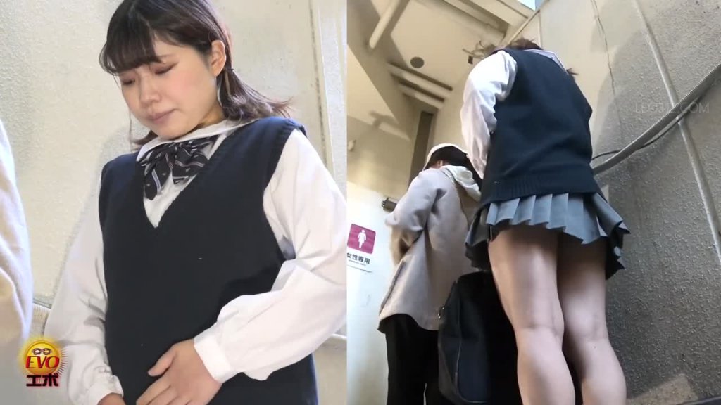 EE-562 04 Full of shame schoolgirls farting in the line to the toilet and leaking a little bit of poop.