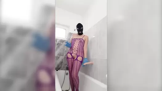 Dirtywife purple fishnets dildo riding and kaviar