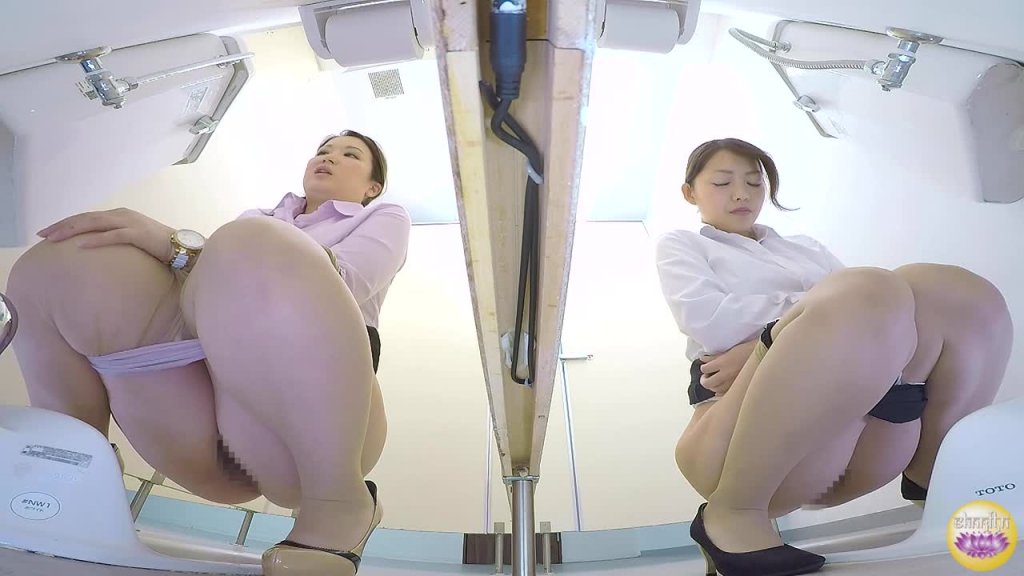 SL-181 01 Office ladies pooping in adjoining toilet cabins. Awkward farts and defecations!