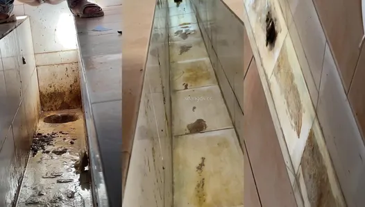 Female hand groove dry toilet candid filming - full screen of feces diarrhea eighth issue 66V (Part 2)