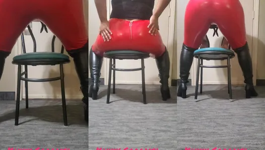 GoddessKinkyCaramel - Red Latex Fart Domination