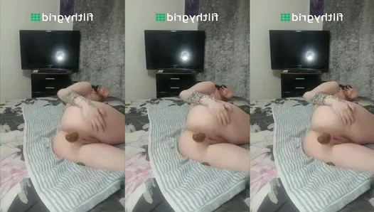 Hot alternative girl shitting on her bed